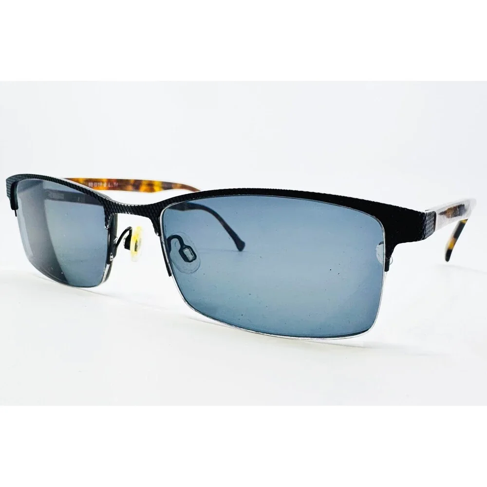 Marc Ecko Sunglasses Mens Black Tortoise Rectangle Semi-Rimless 55-19-145